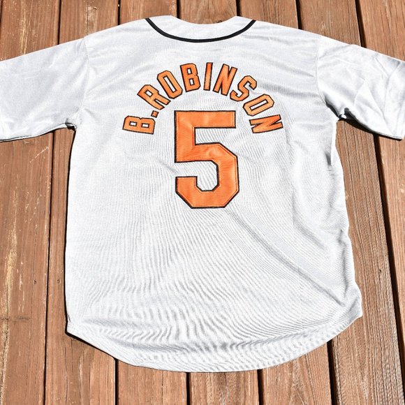 New!! Brooks Robinson Baltimore Orioles Gray Heavyweight Baseball Jersey Small - Picture 1 of 2